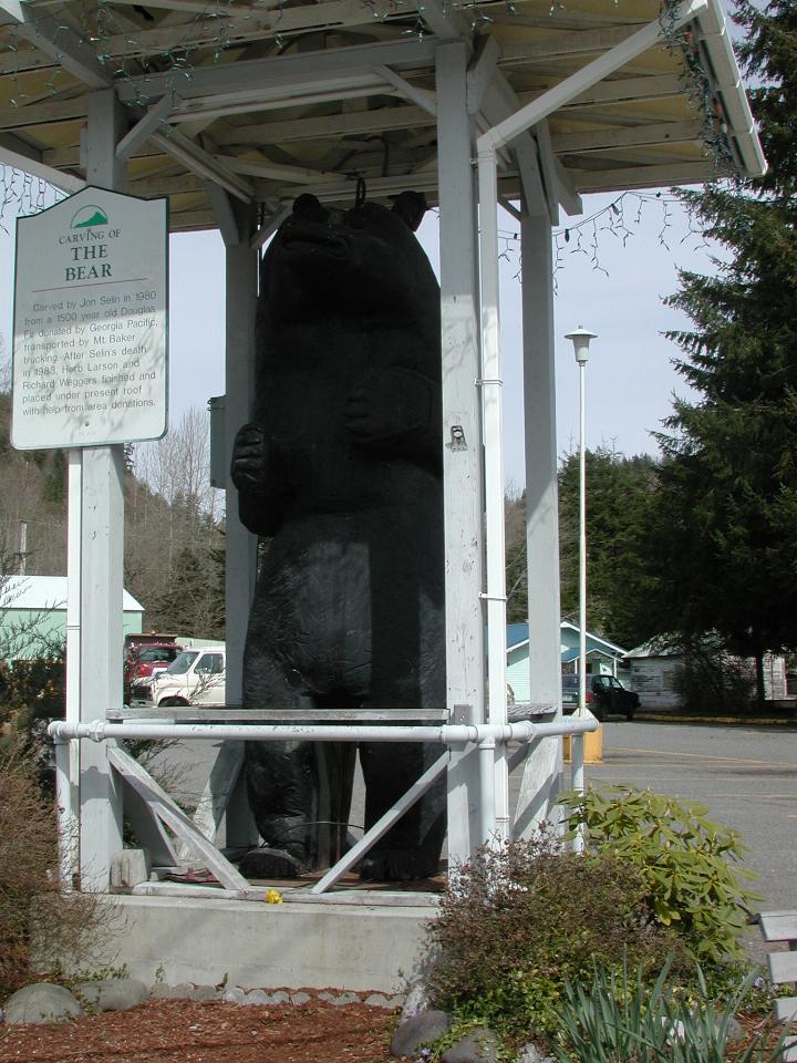 A bear statue, carved from a single tree, Concrete WA