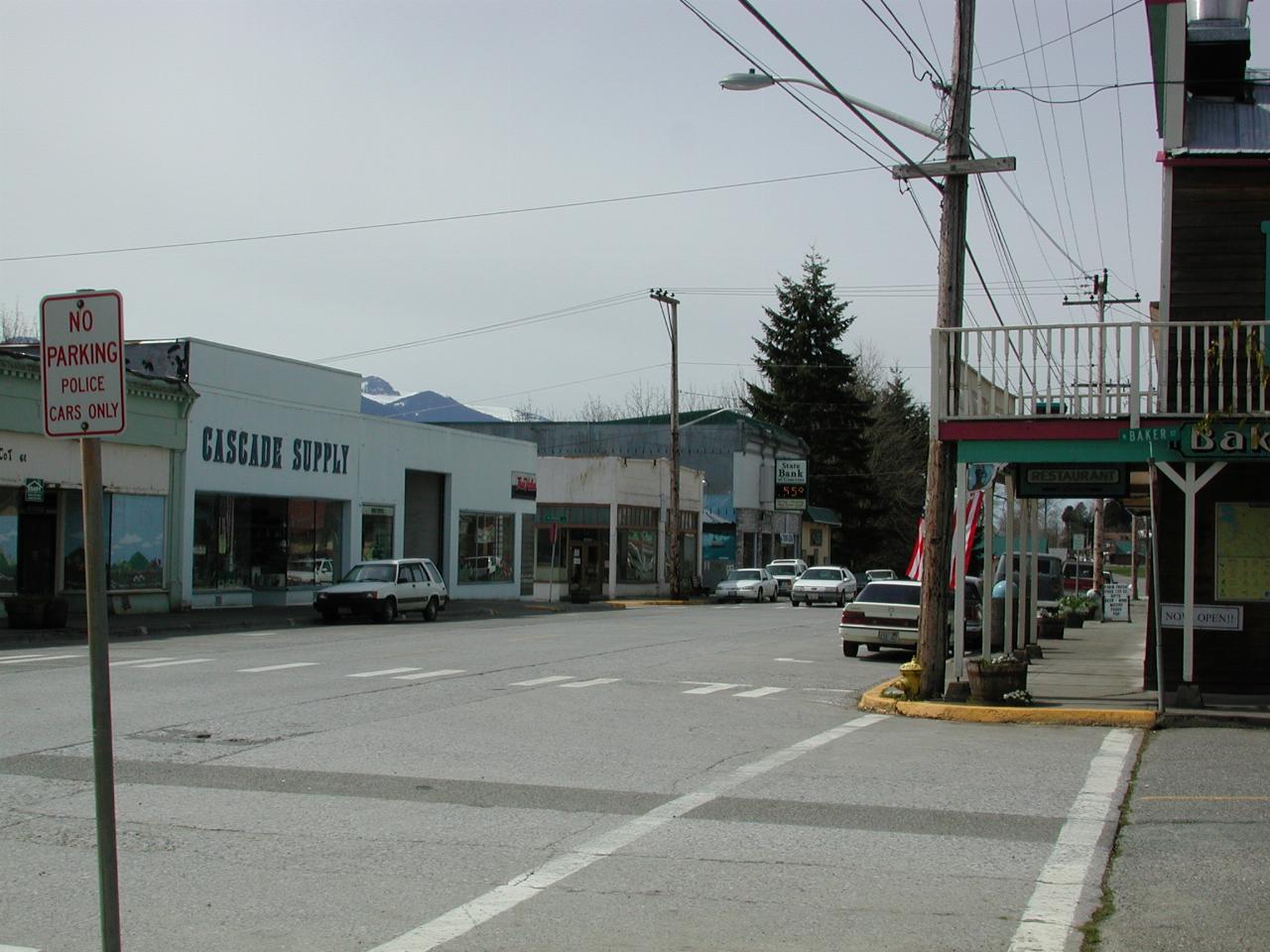 Looking west on Concrete, WA's main street