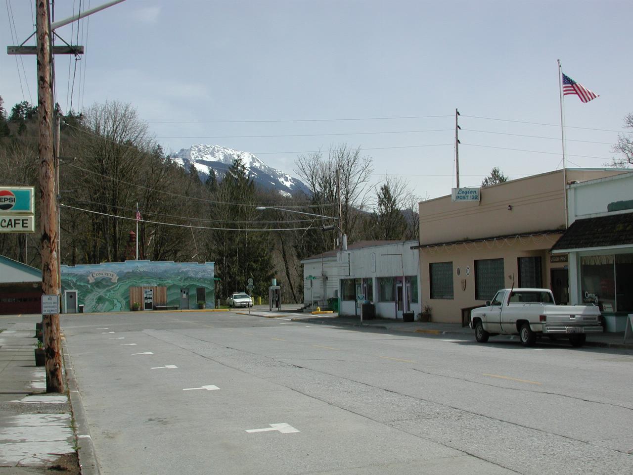 Looking east on Concrete, WA's main street