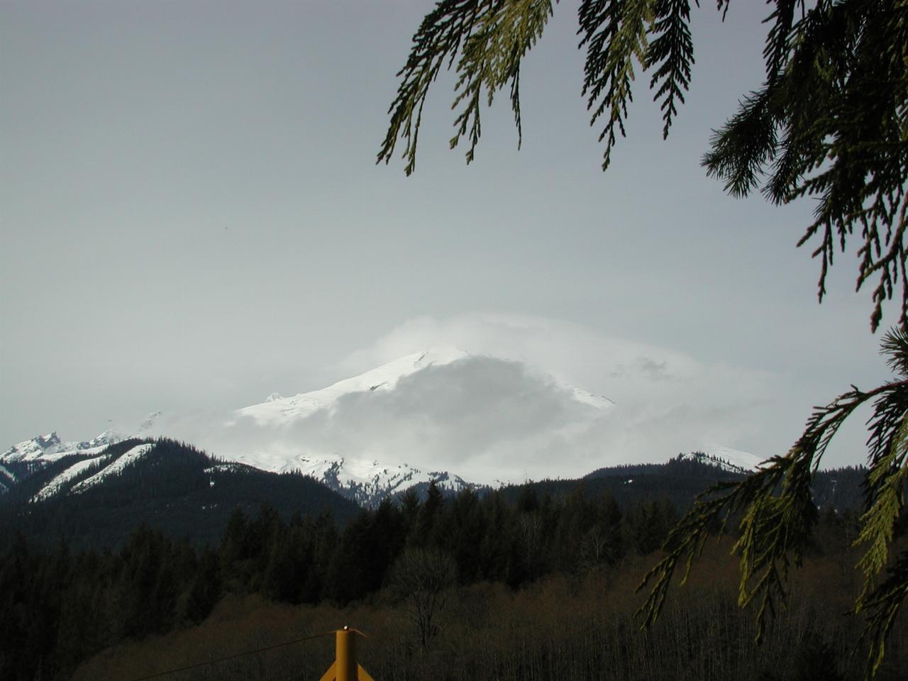 Mt. Baker, somewhat obscured in cloud, from Baker Lake Dam picnic area