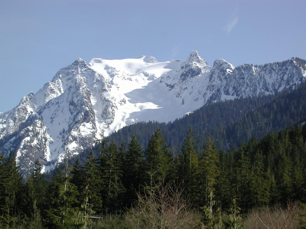 Whitehorse Ridge and Mountain, from SR 530 west of Darrington