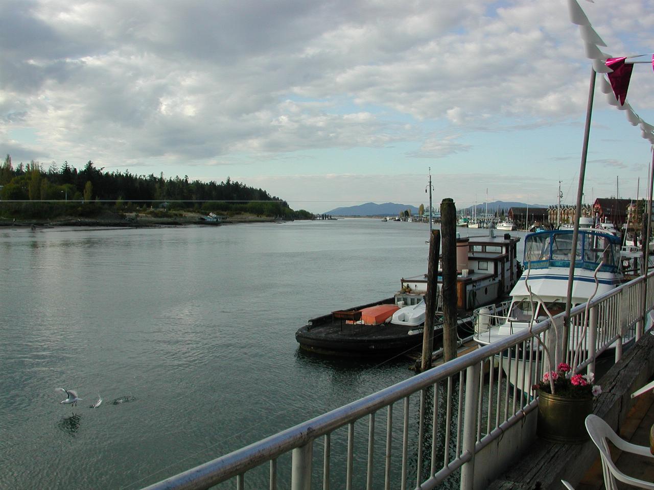 Looking north on Swinomish Channel, La Conner, from restaurant