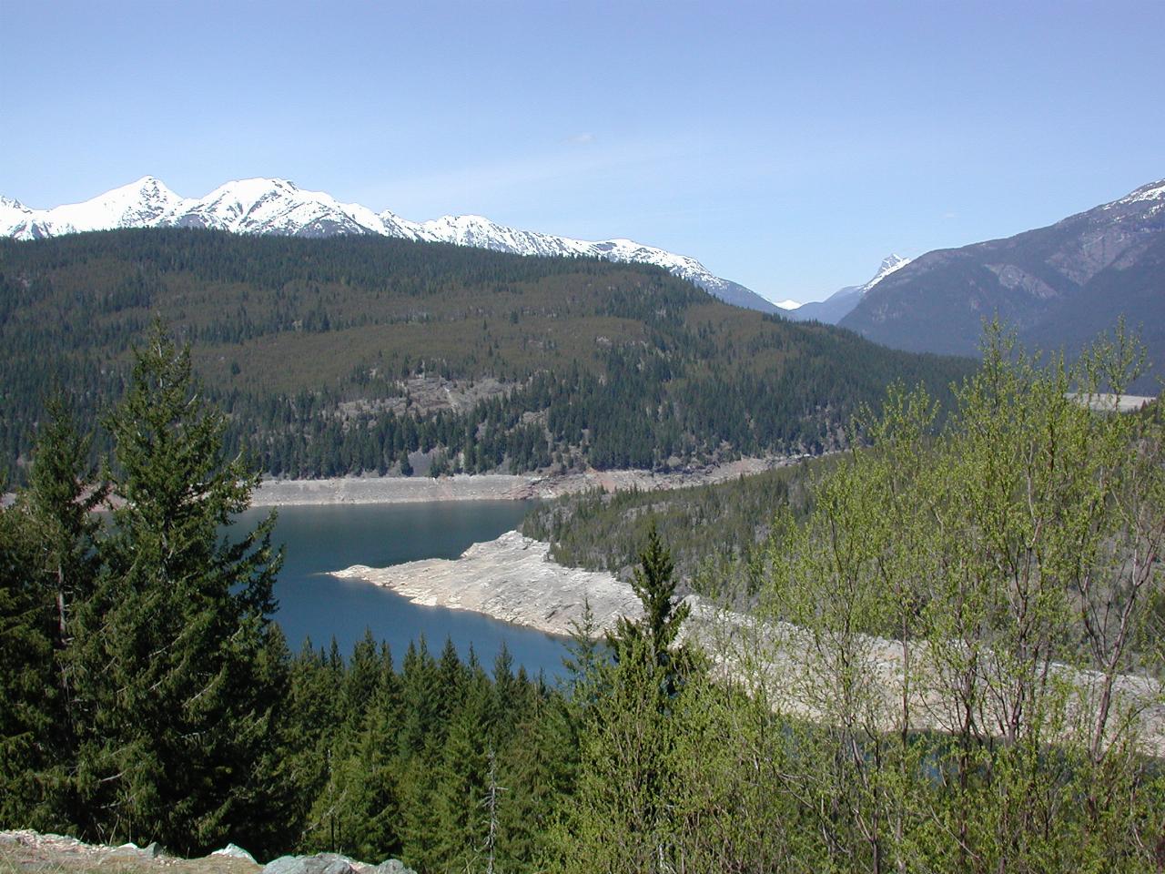 End of winter low water level (before snow melts) in Ross Lake