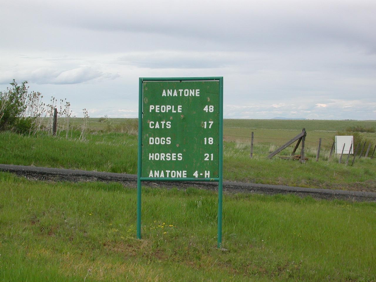 Census data for the little town of Anatone, WA (WA129, south of Asotin)