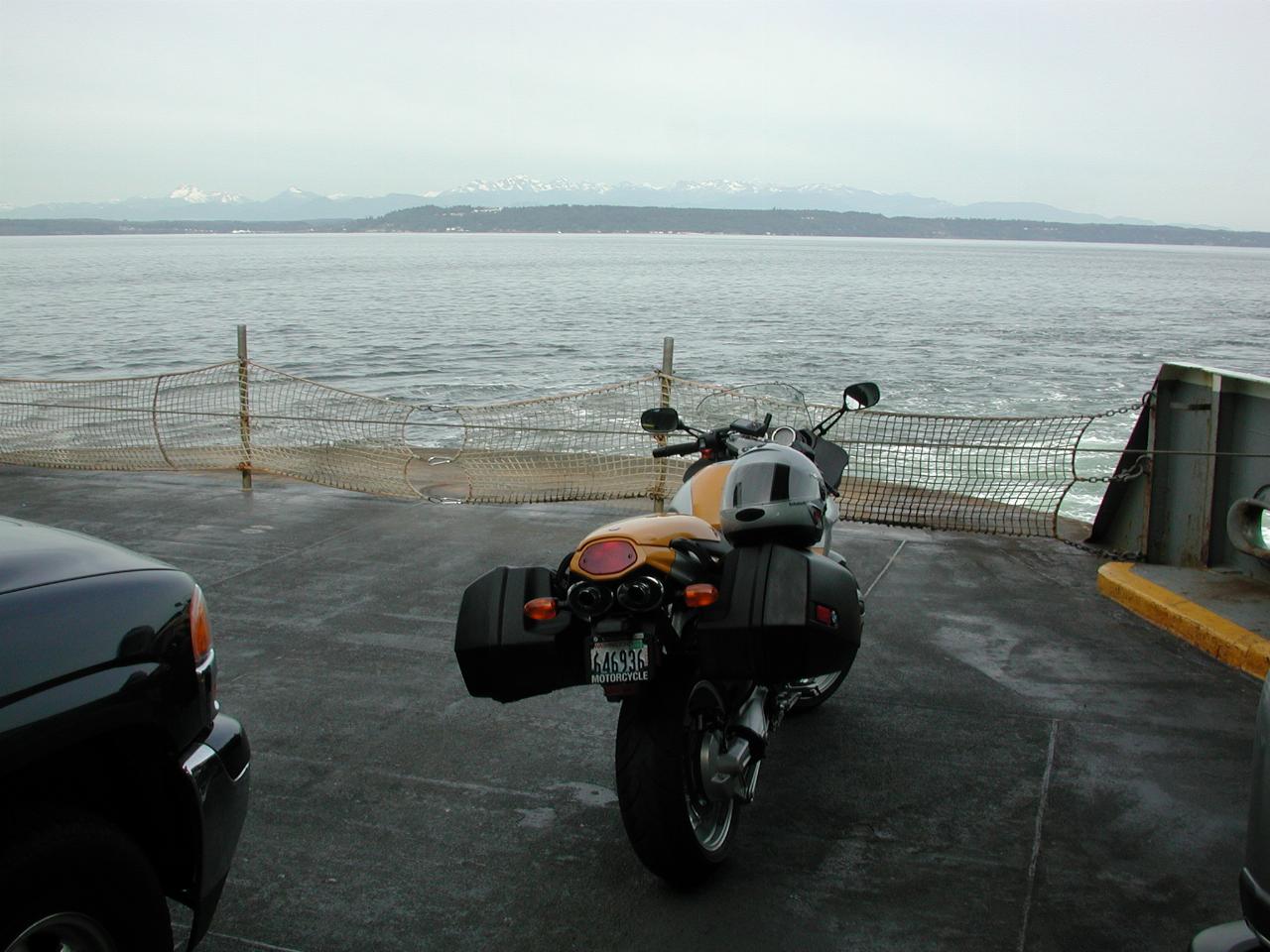 Bike waiting at front of line on Edmonds/Kingston ferry at Edmonds