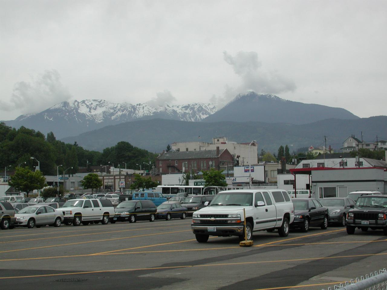 Part of Port Angeles and Olympic Mountains while awaiting ferry to Victoria,BC