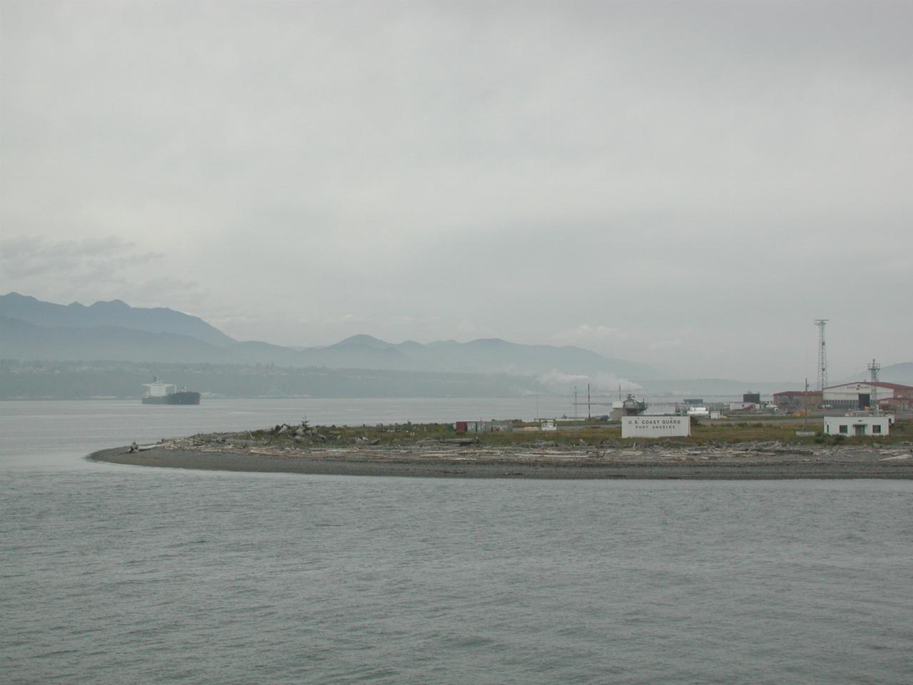 Port Angeles harbour, Coast Guard Station and mill plus Olympic Mountains