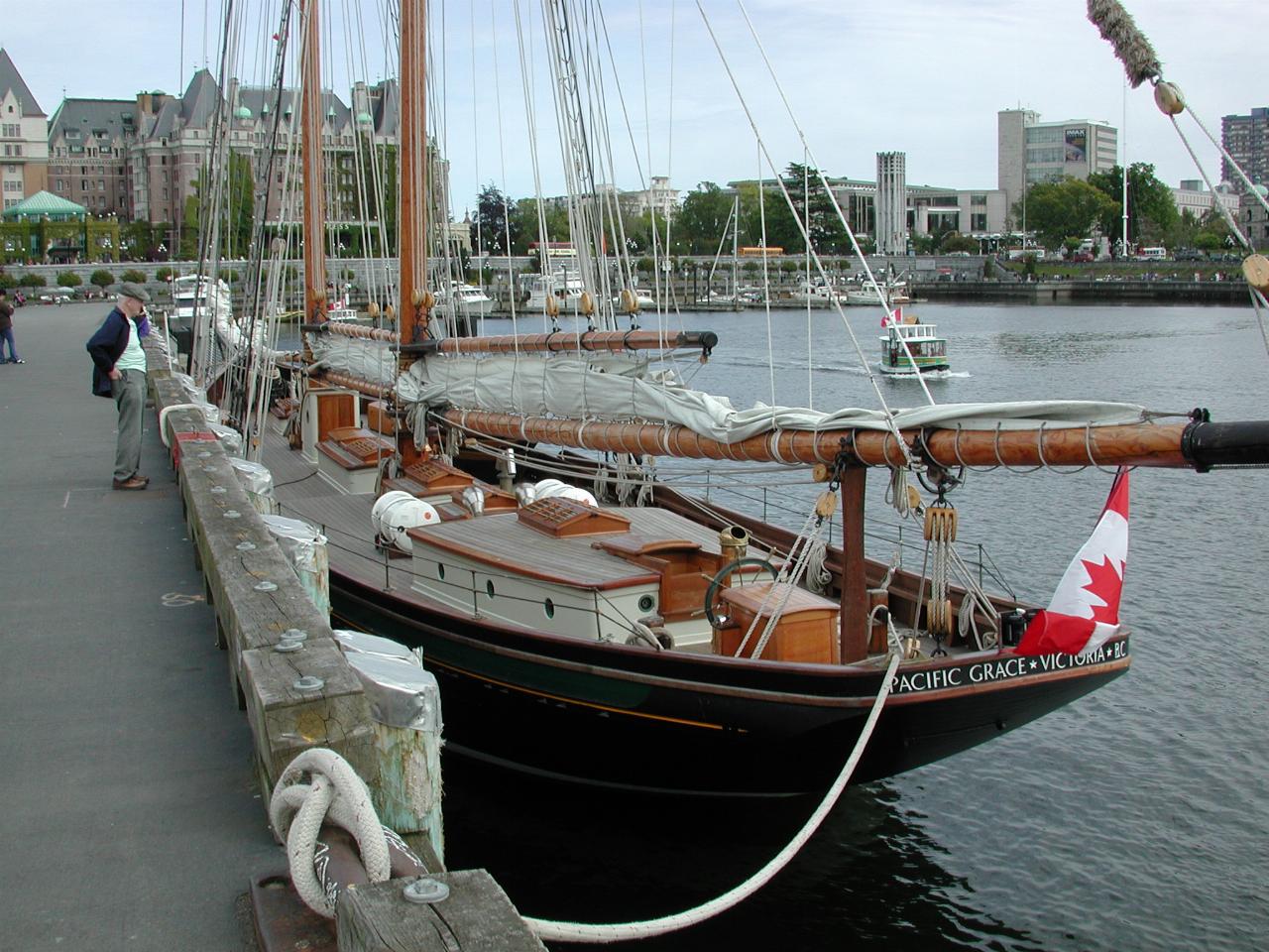 A nice yacht moored in Victoria BC's inner harbour