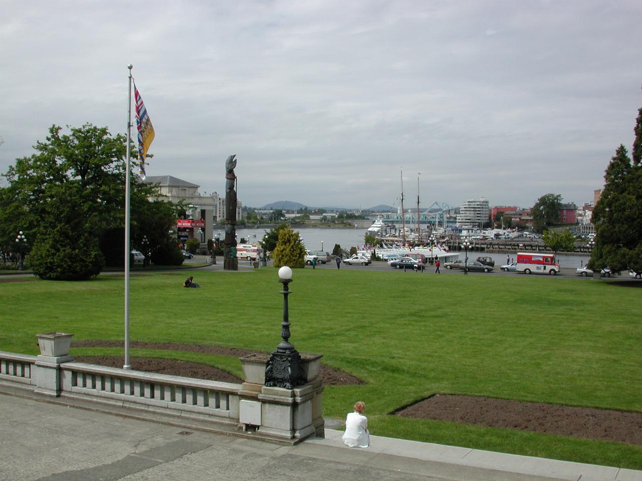 From steps of BC's Parliament House looking to Johnson Street Bridge