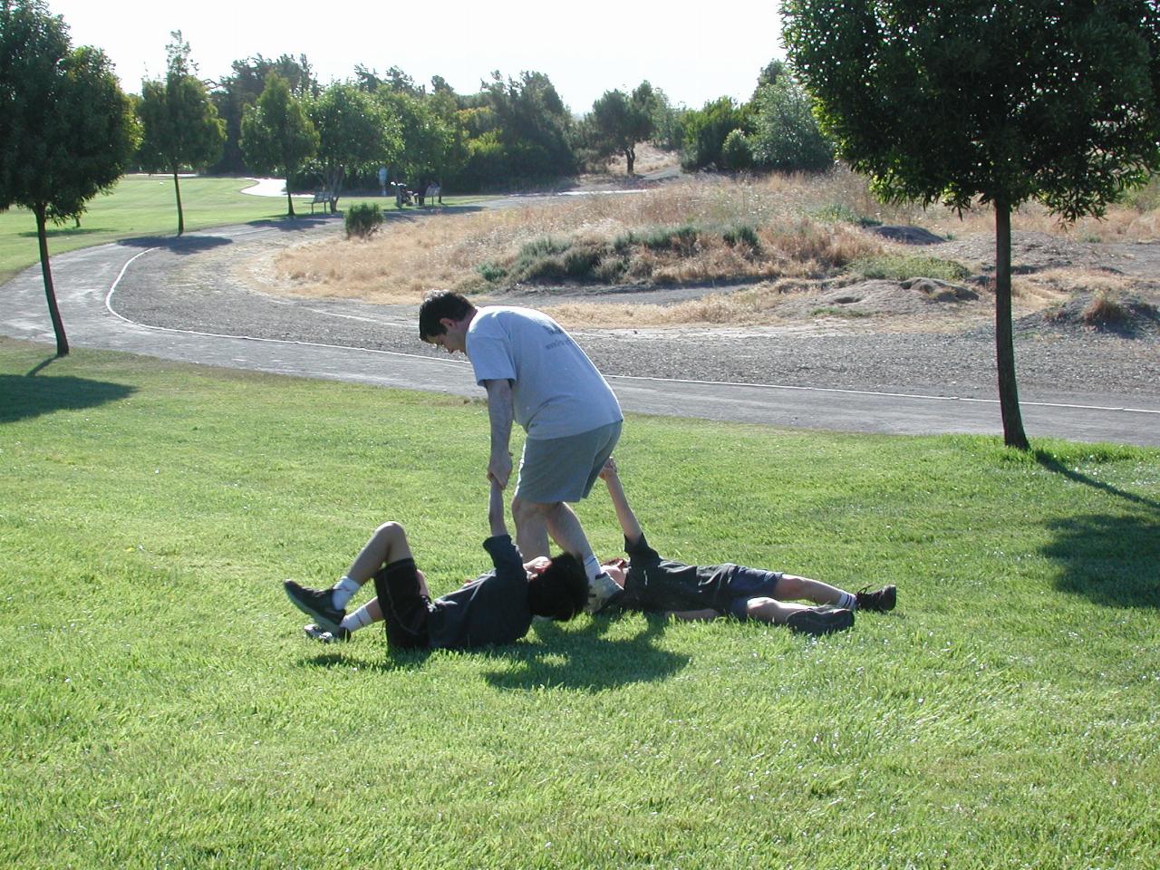 Andrew Morton playing with Michael and Matthew