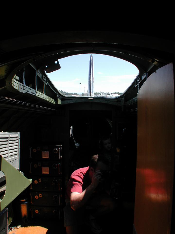 From the radio operator's area into the bomb bay