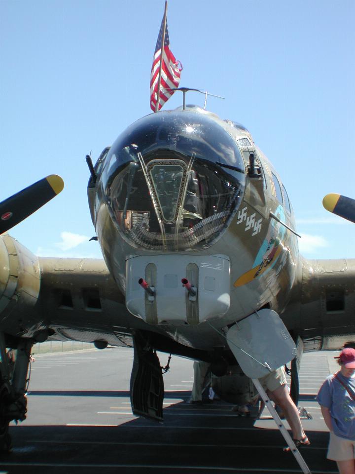 B-17 front end and person entering for walk through tour