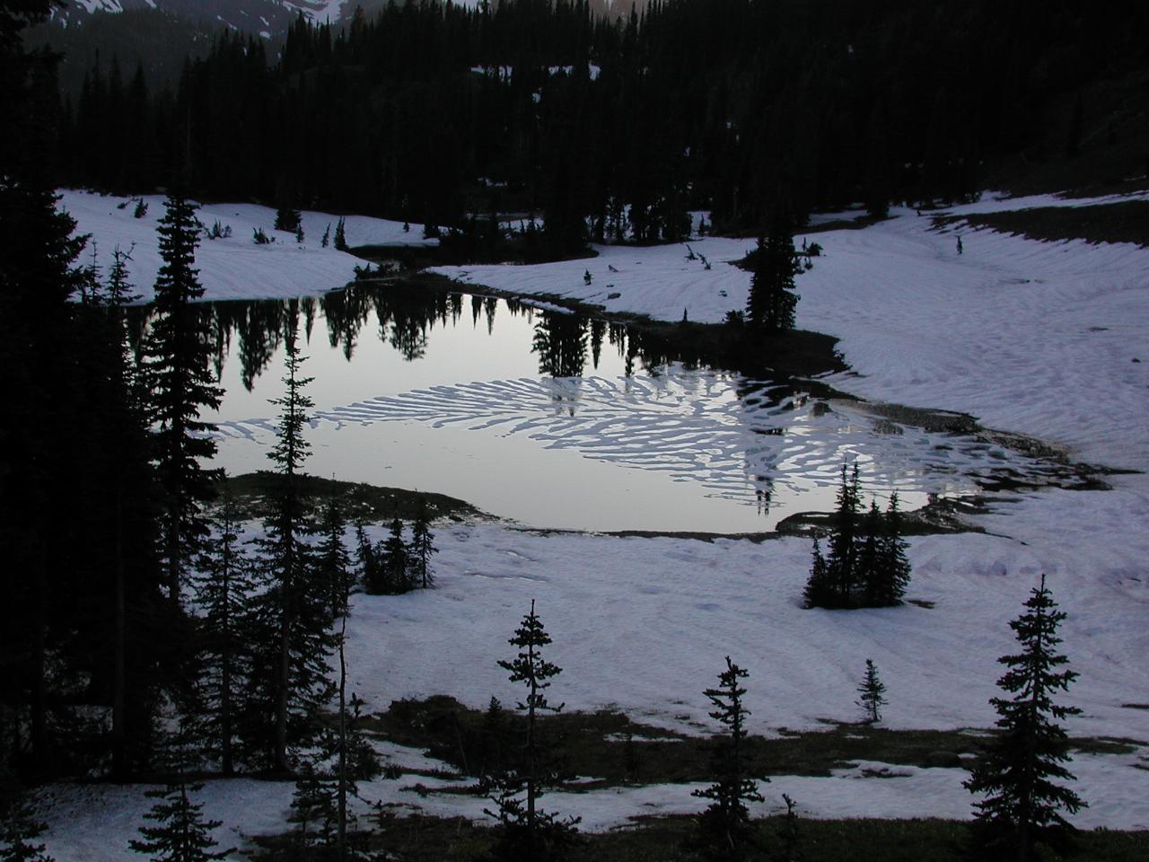 Interesting ice pattern on lake at Chinook Pass