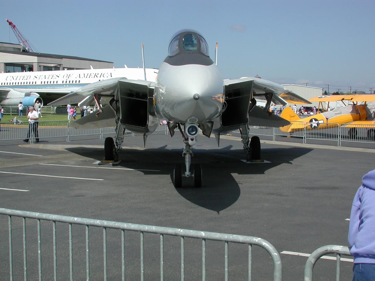 Navy F-14, probably from Jolly Roger squadron, at Boeing Field/Museum of Flight for SeaFair