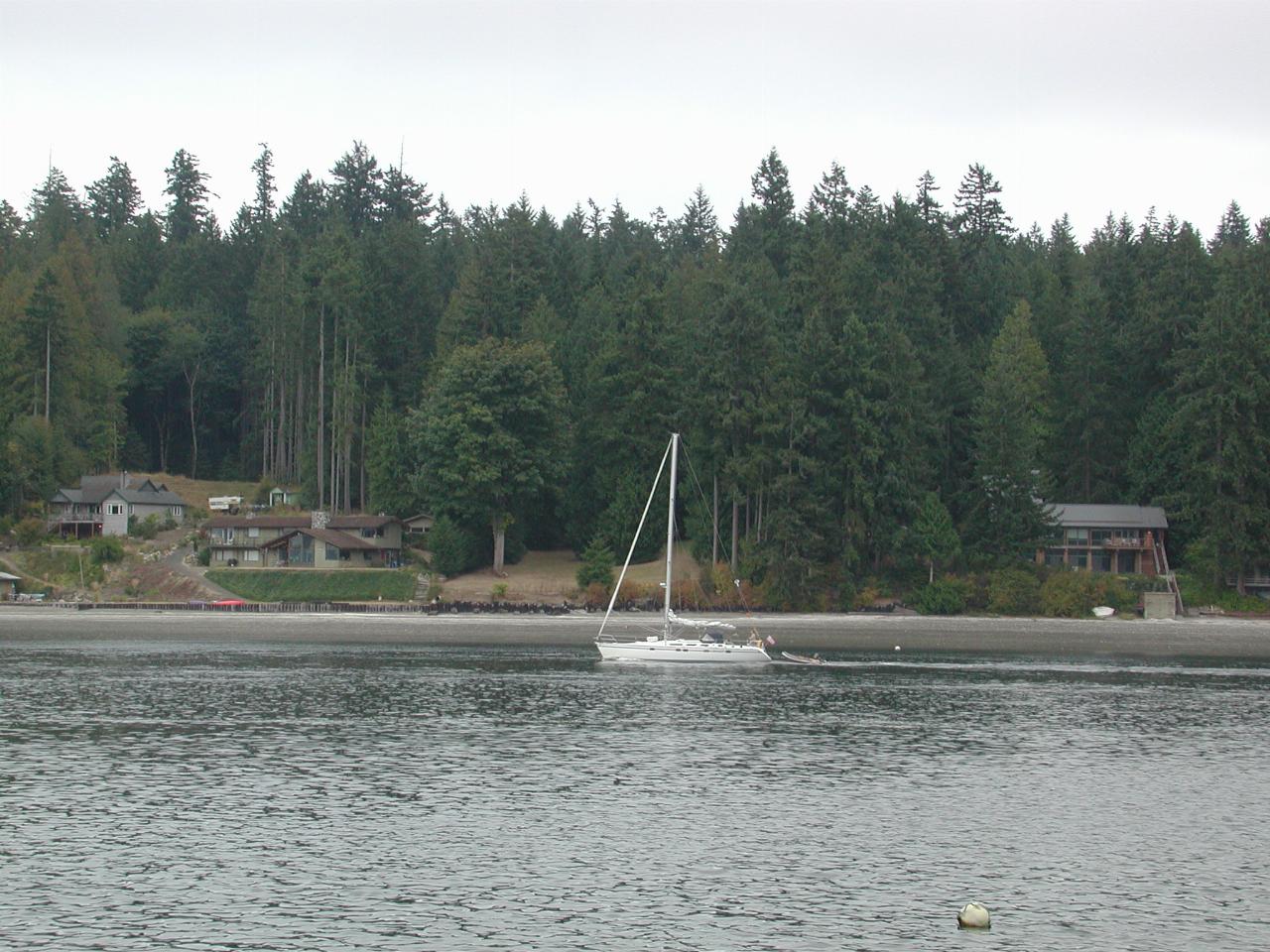 Sailing north on Agate Passage; Bainbridge Island in the background