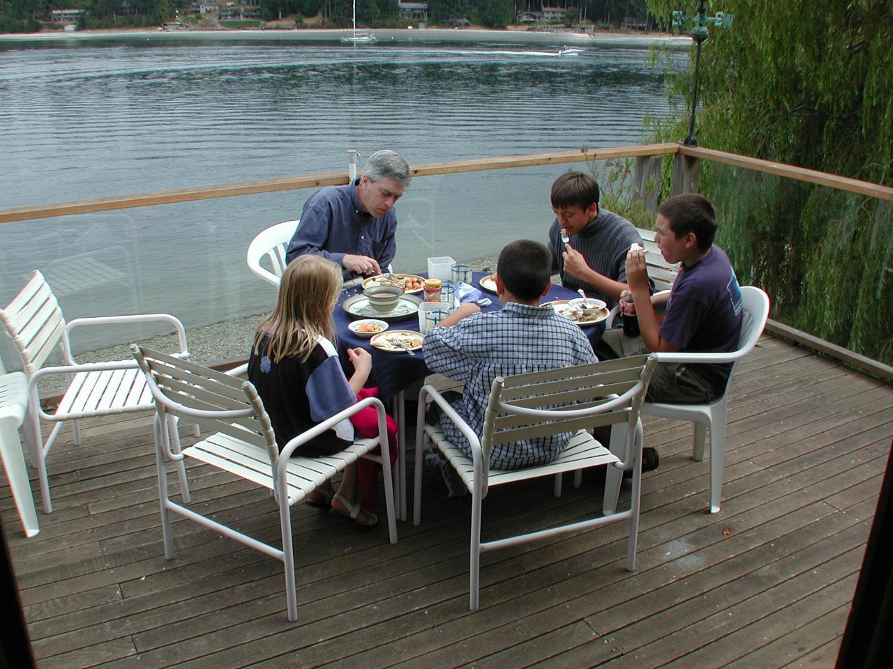 More outdoor diners: Dean, Nick, Michael, Thomas and X