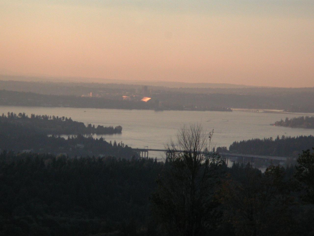 Some UW buildings as seen from Newcastle Golf Club looking along Lake Washington