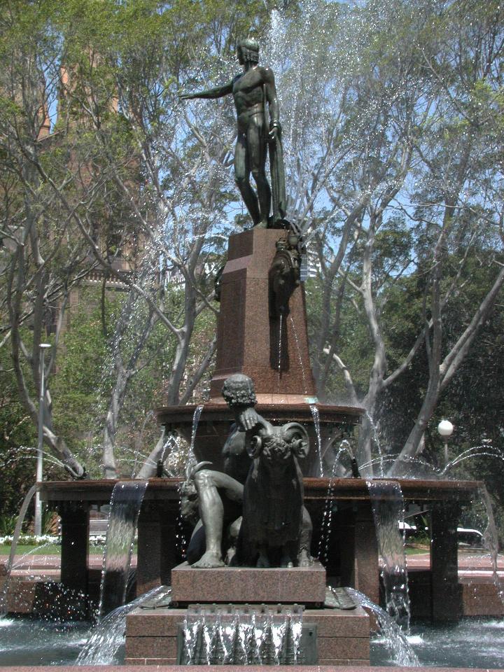 Archibald Fountain, with parts of St. Mary's through the trees