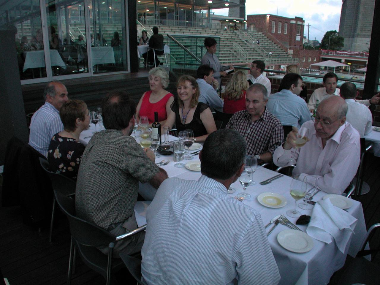 With old UNSW mates at Aqua: Chris Doney, Greg & Jill James, Rob Michael, Chris Roberts, Christine and Nick Frisina and Colin Webb