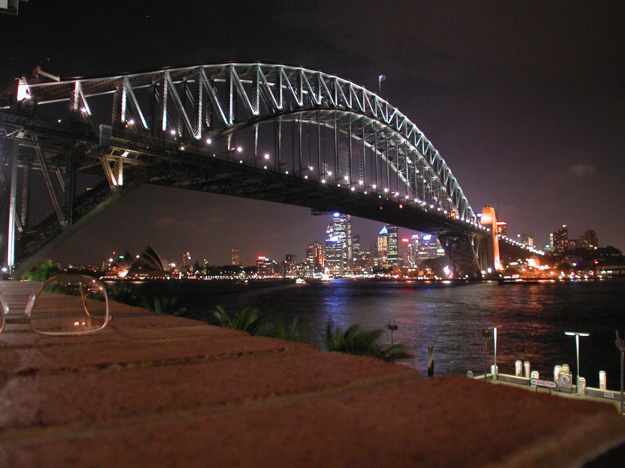 Sydney and Harbour Bridge from North Sydney Olympic Pool/Aqua as night descends