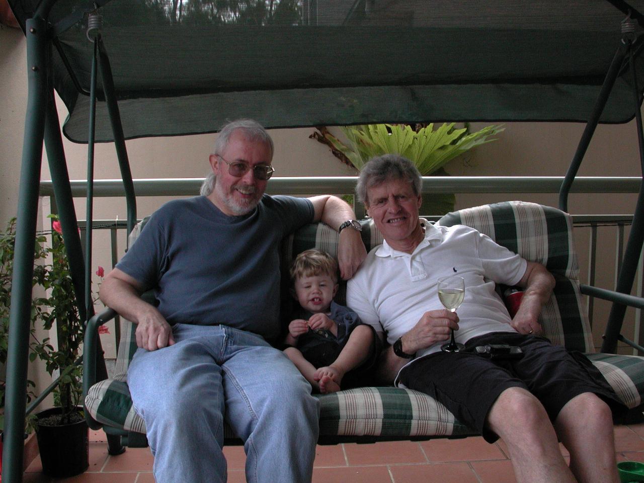 Lindsay, Jake and Peter on Peter's deck at Illawong