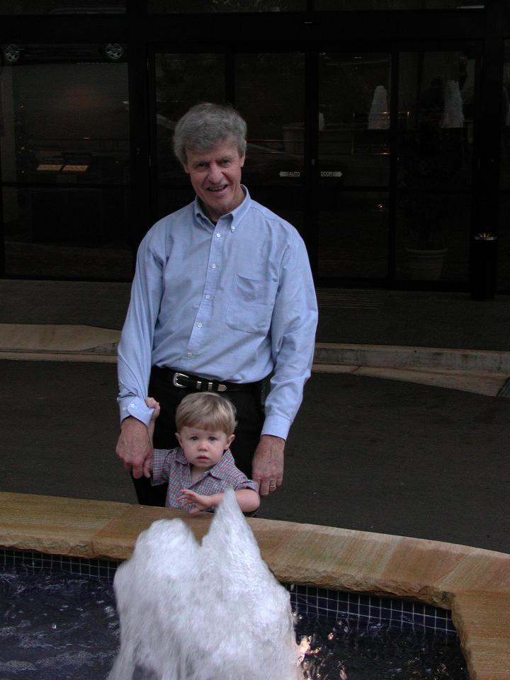 Peter and Jake at Kareela Golf Club fountain