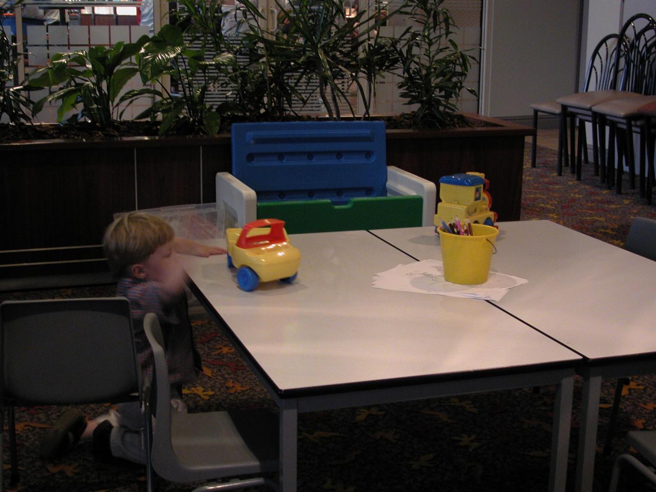 Jake at the children's play area inside Kareela Golf Club restaurant