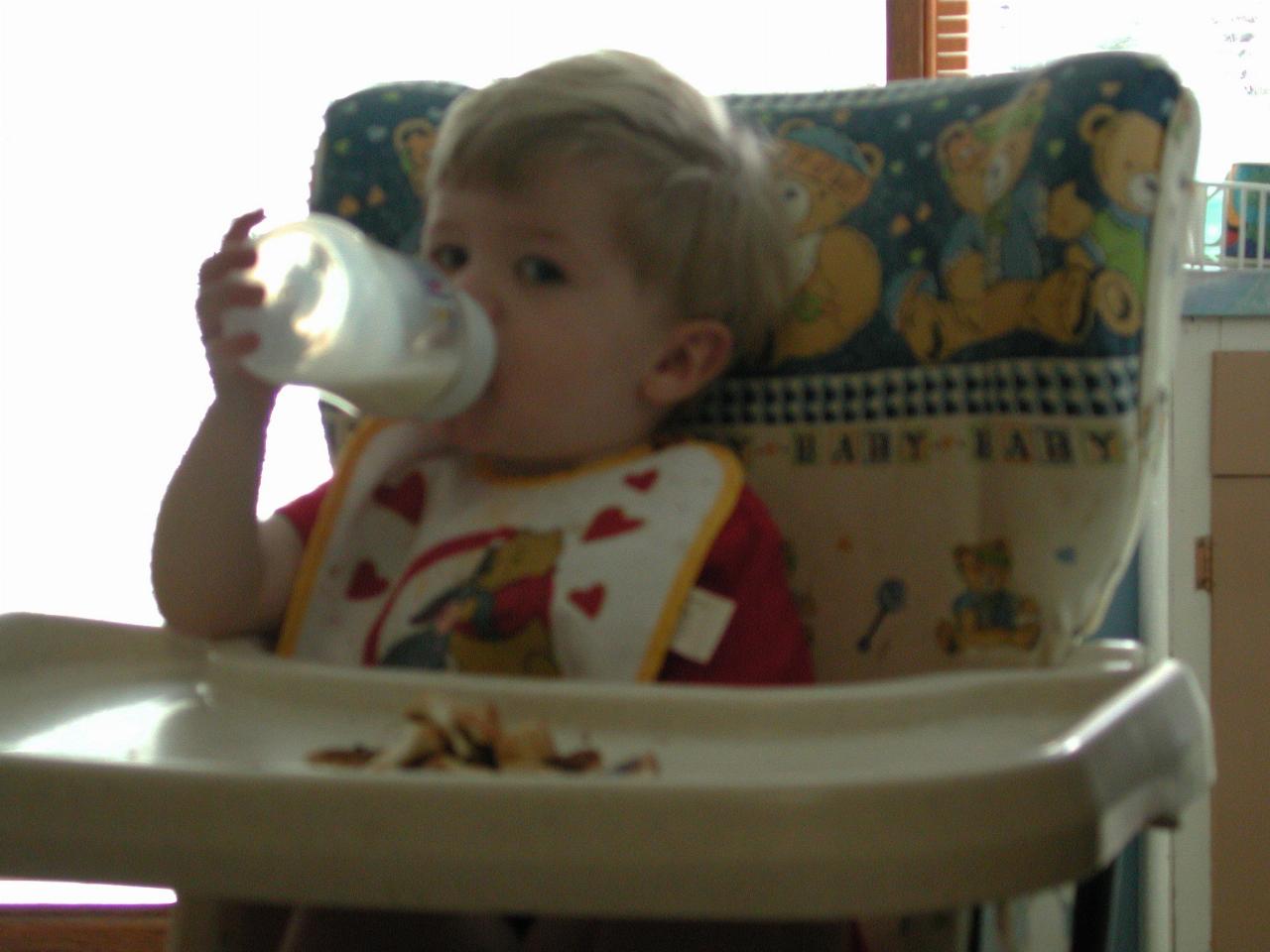 Jake on Christmas morning at home eating breakfast