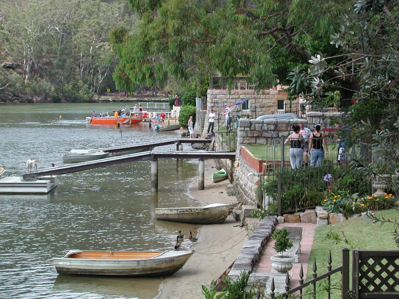 Santa's boat pulls in to shore upstream of Cameron & Michelle's home