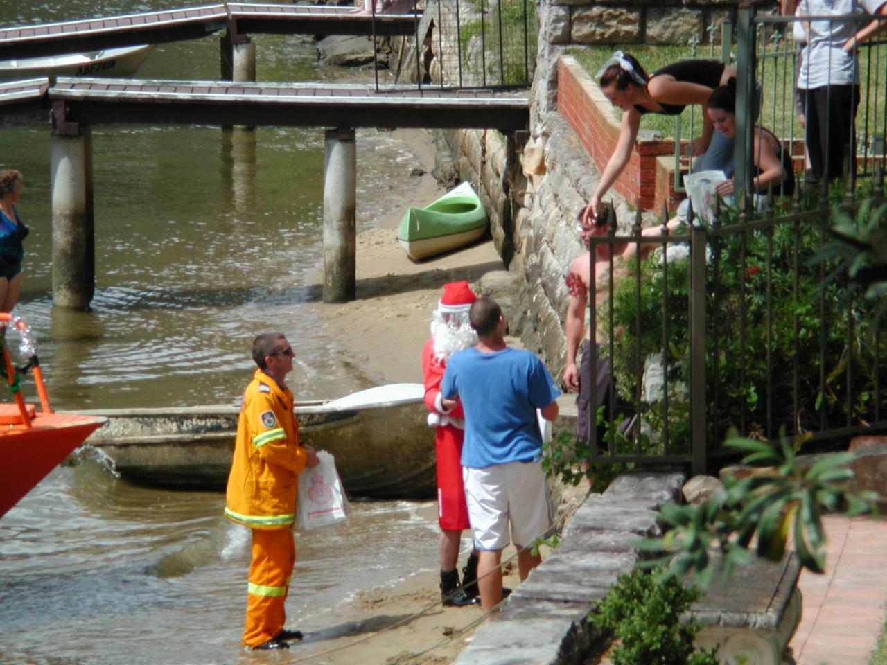 Santa distributing presents