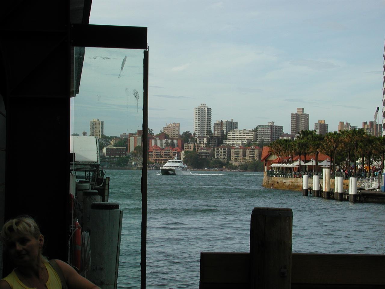 Catamaran ferry arriving at Circular Quay