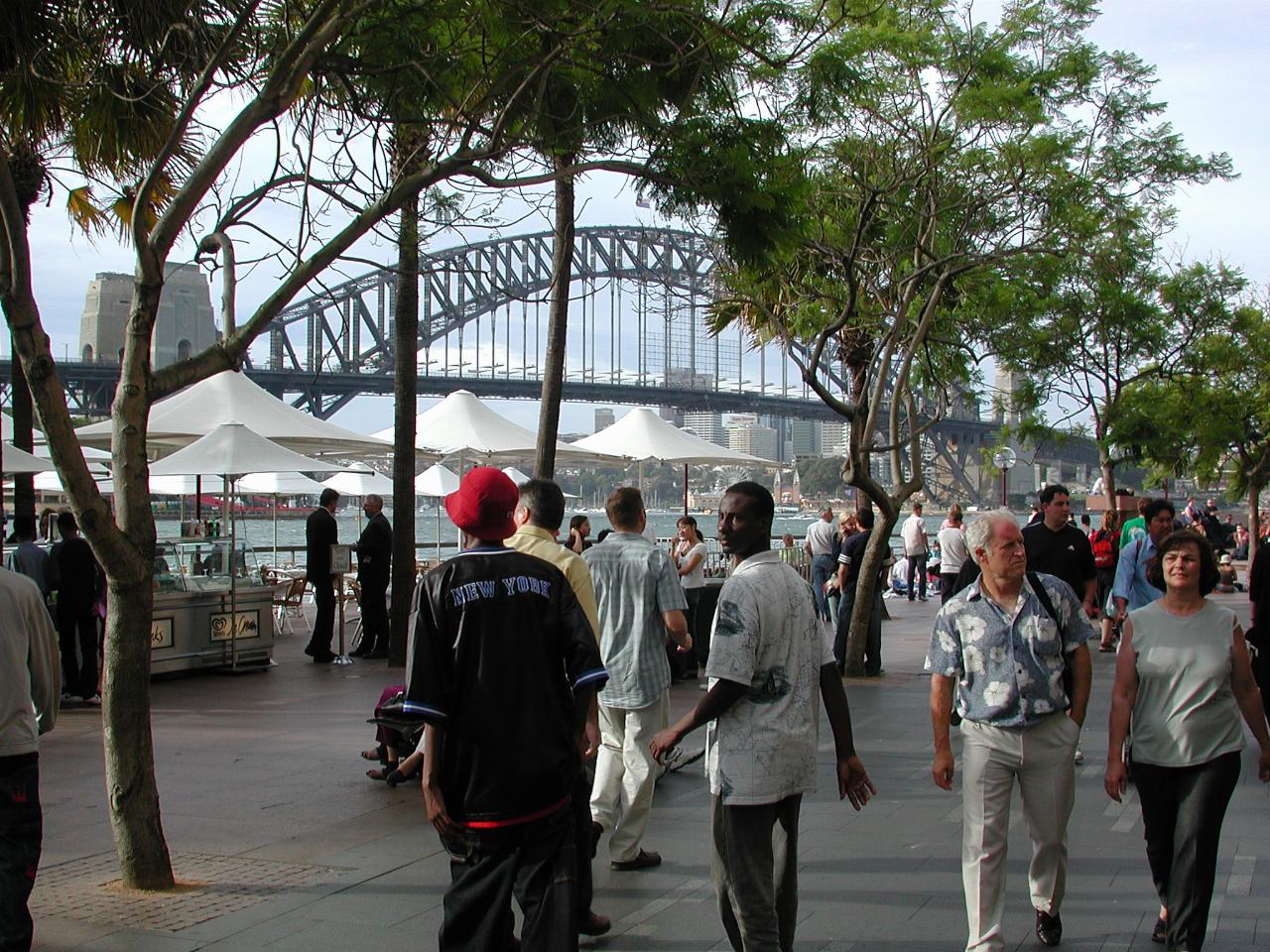 Walkway at East Circular Quay, looking towards Harbour Bridge