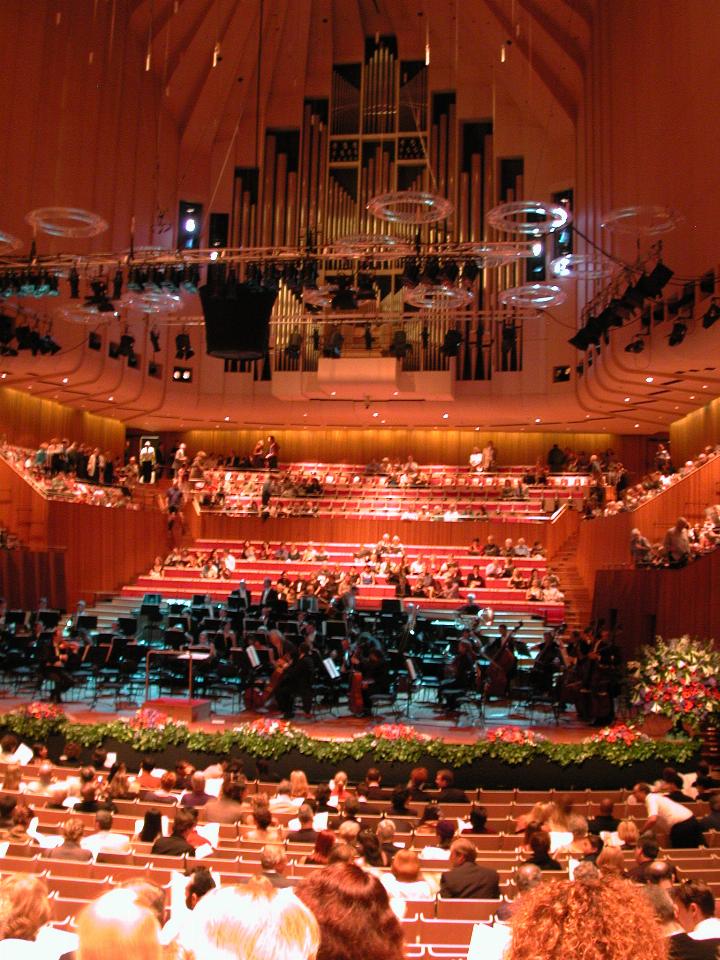 Concert Hall of Sydney Opera House with Opera Australia's orchestra tuning up