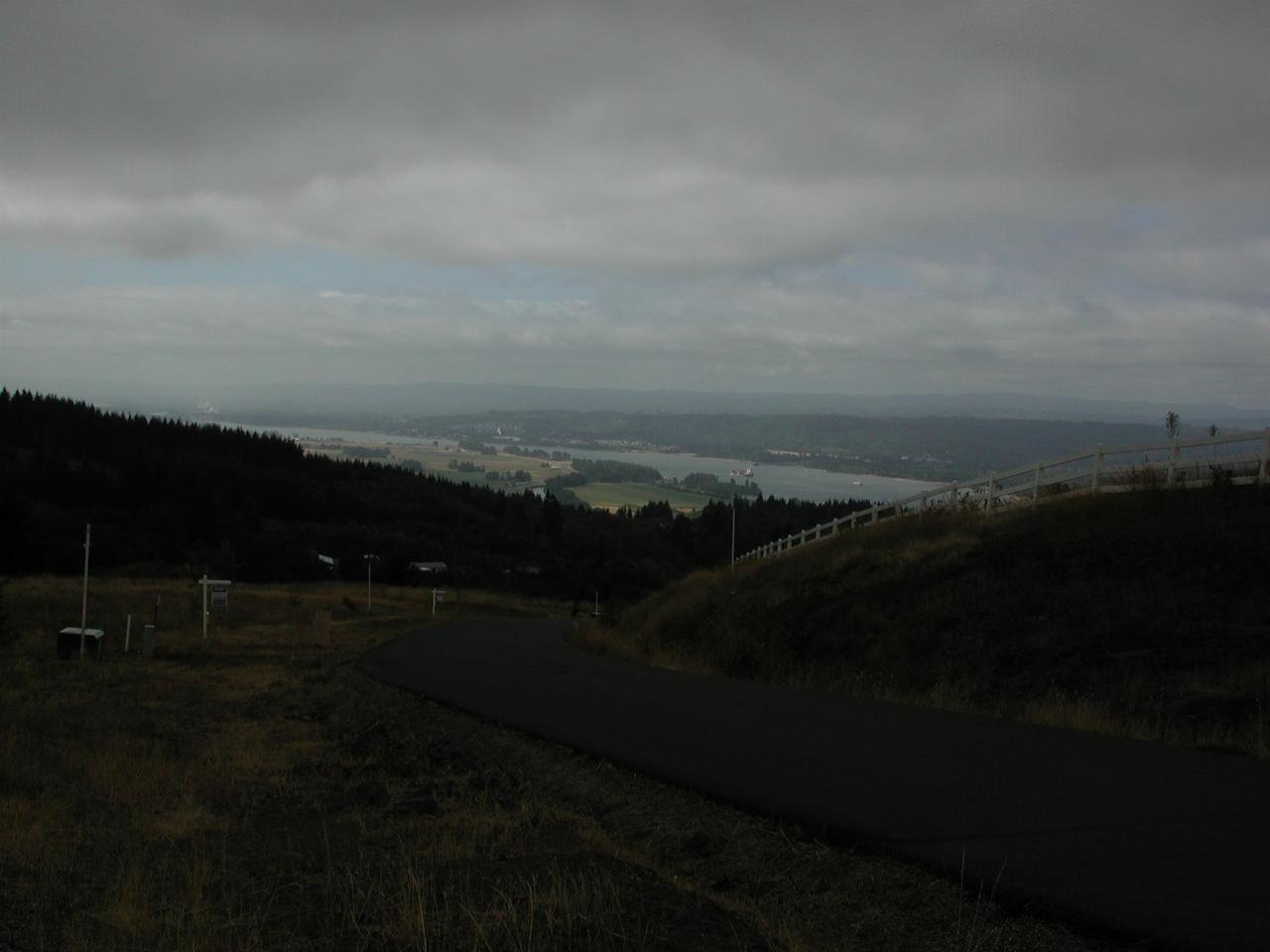 Columbia River and large ship, Green Mountain, south of Kalama, WA