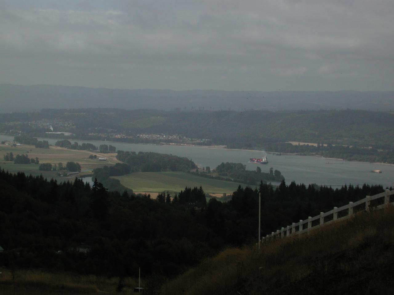 Columbia River and large ship, Green Mountain, south of Kalama, WA