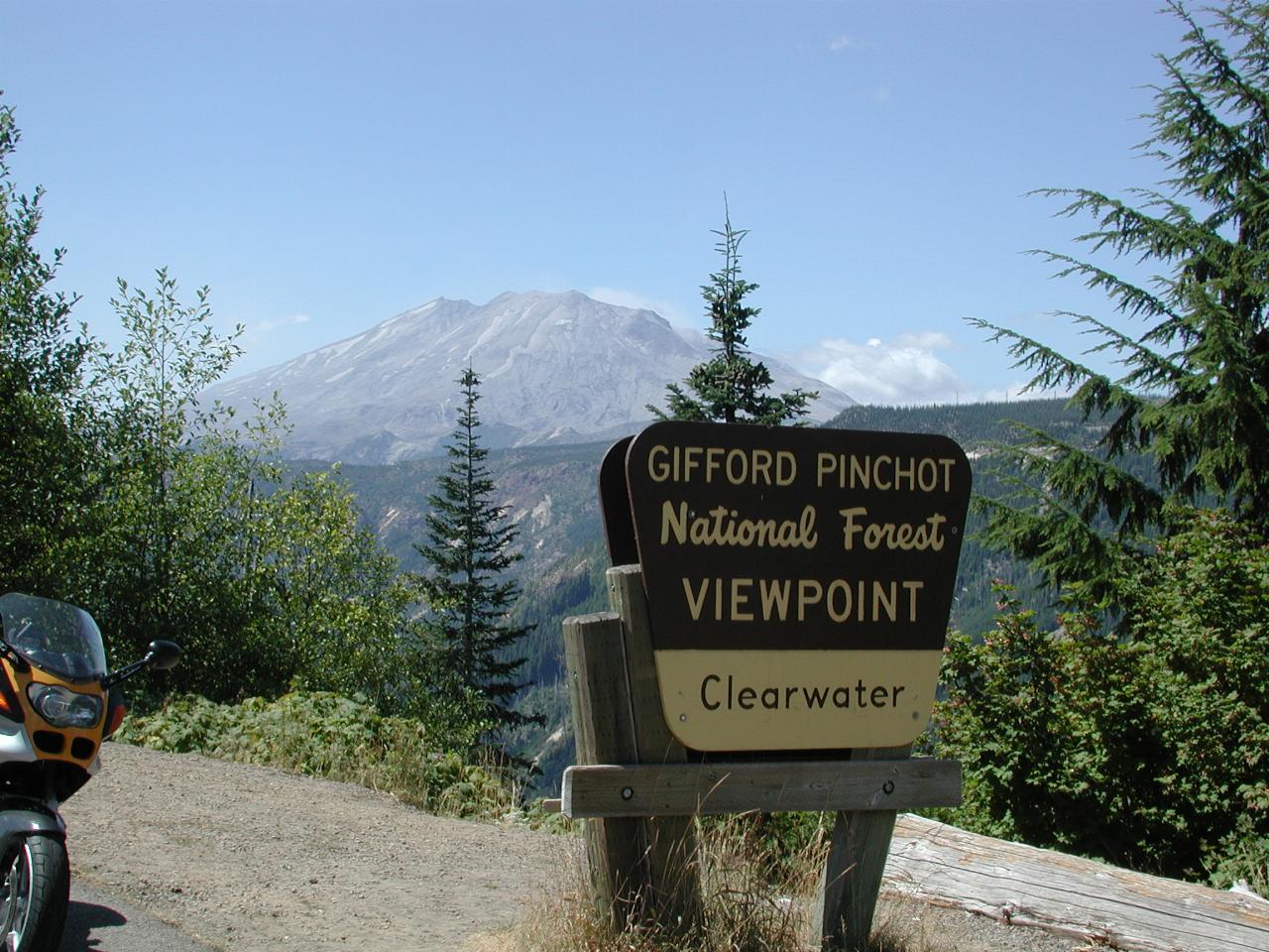 Mt. St. Helens over Clearwater Viewpoint sign