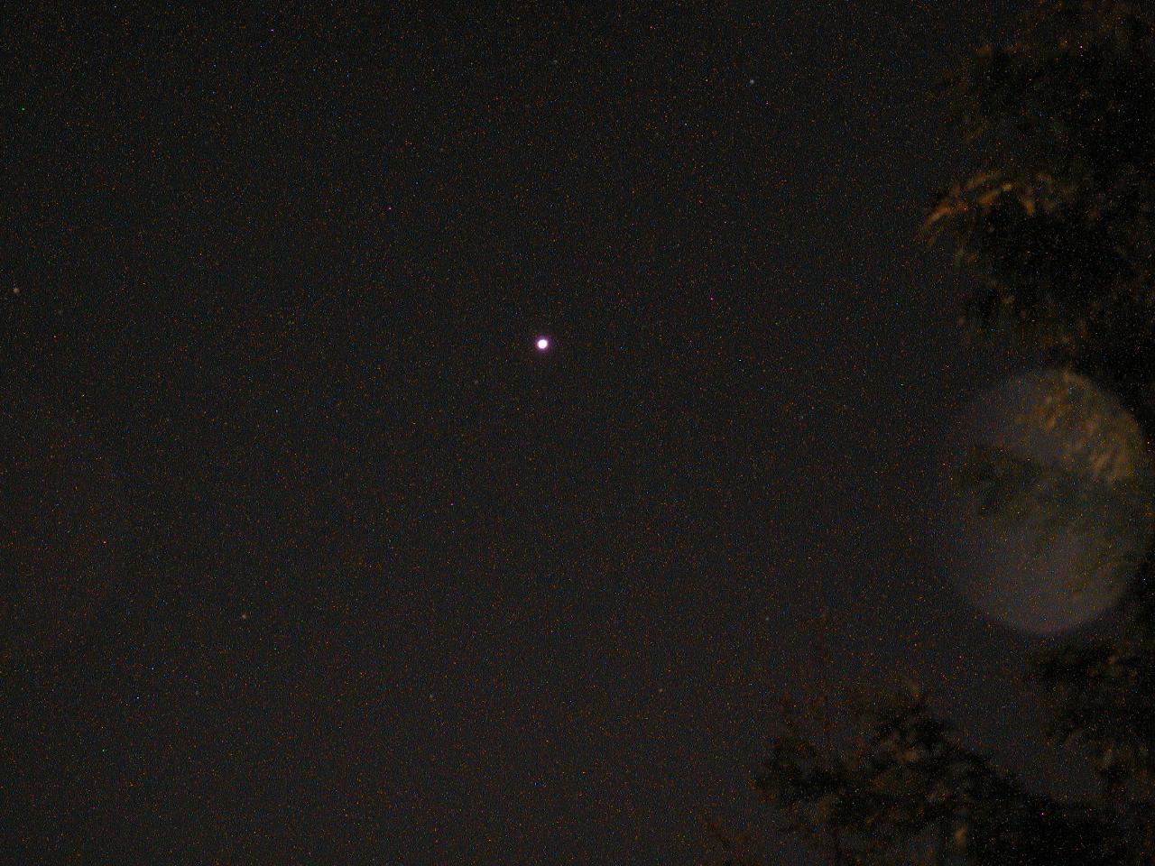 Mars (near closest approach for a long time) and clouds as seen from my back patio in Kenmore