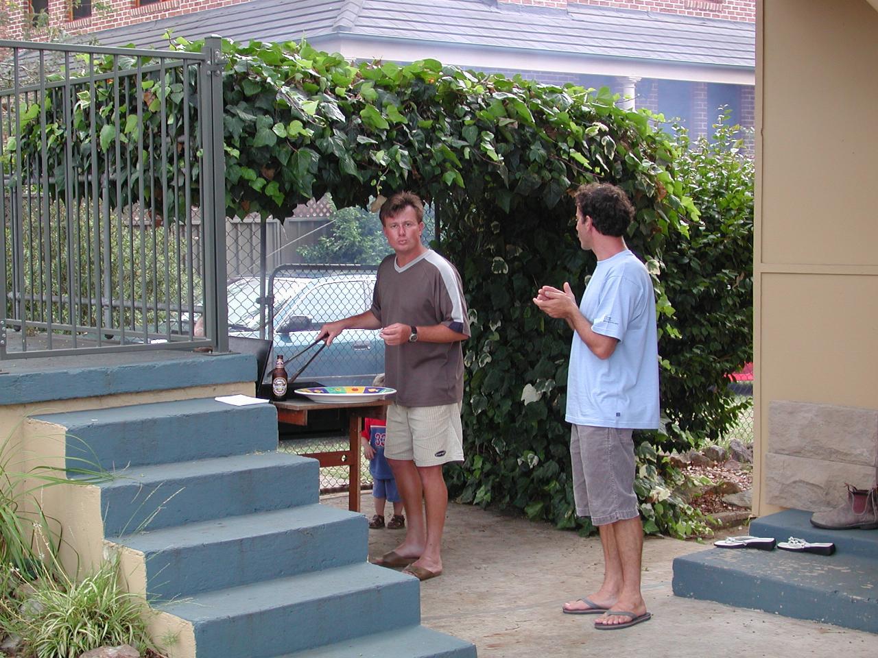 Cameron and Greg at the barbecue