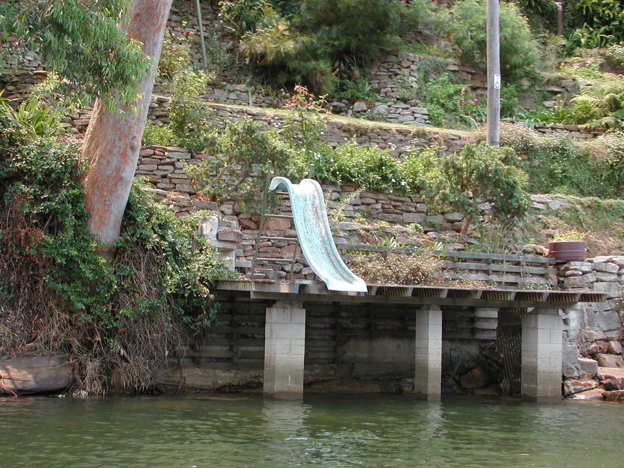 Close up of the slippery dip into the Woronora River