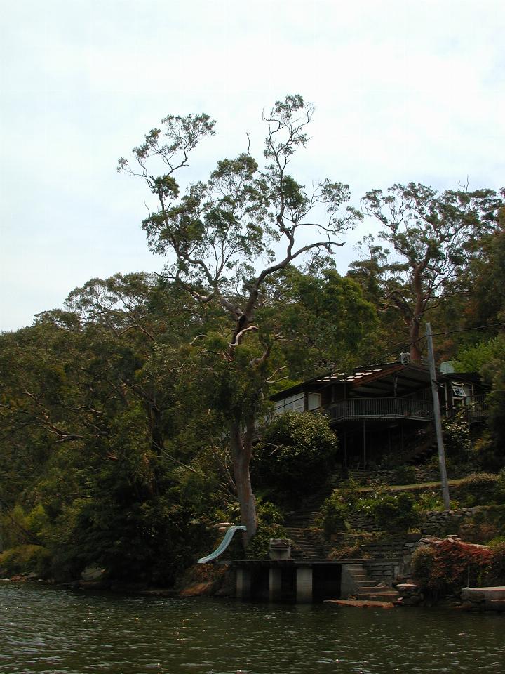 Close up of the slippery dip into the Woronora River