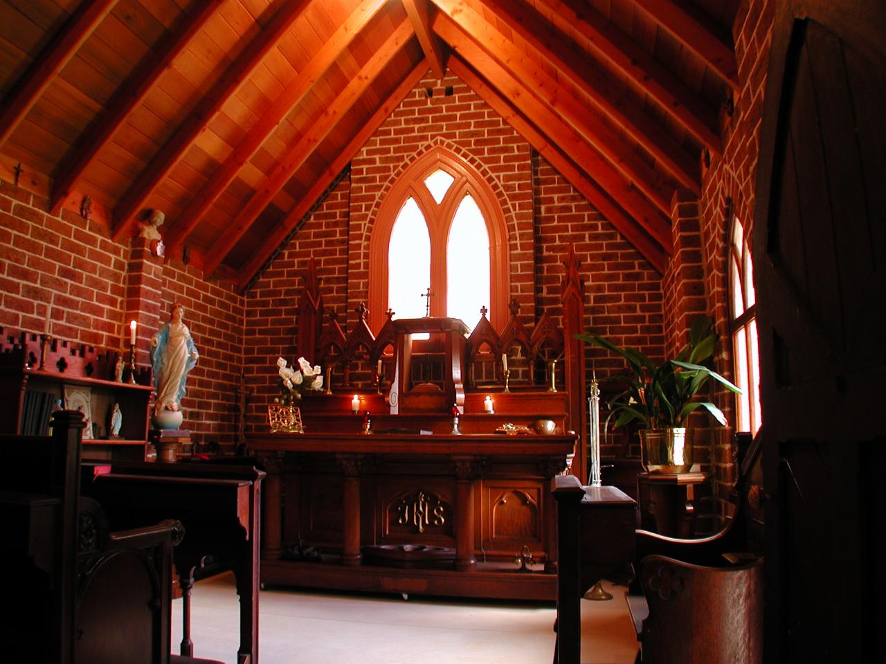 Inside Len Attard's chapel on the Woronora River