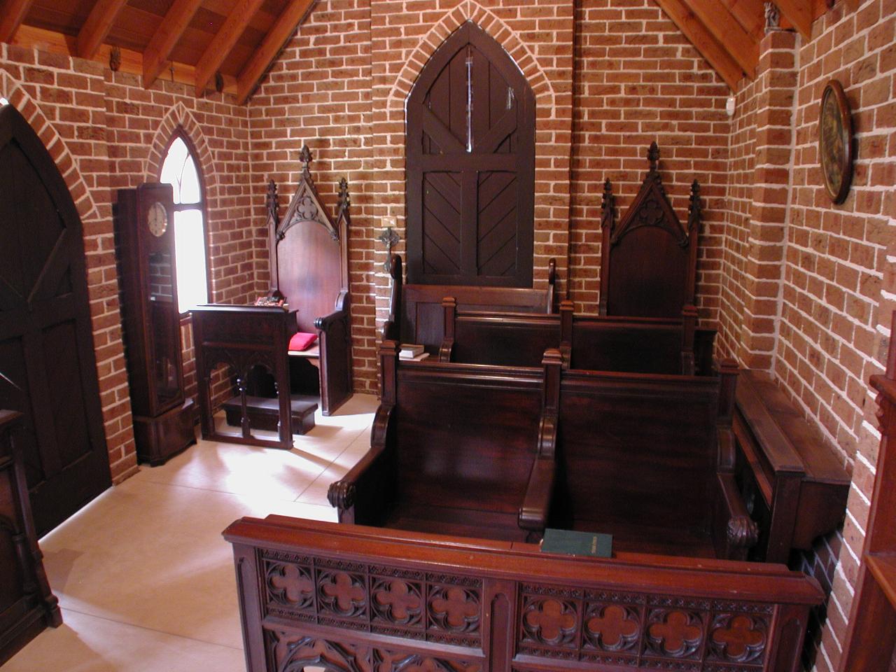 Inside Len Attard's chapel on the Woronora River