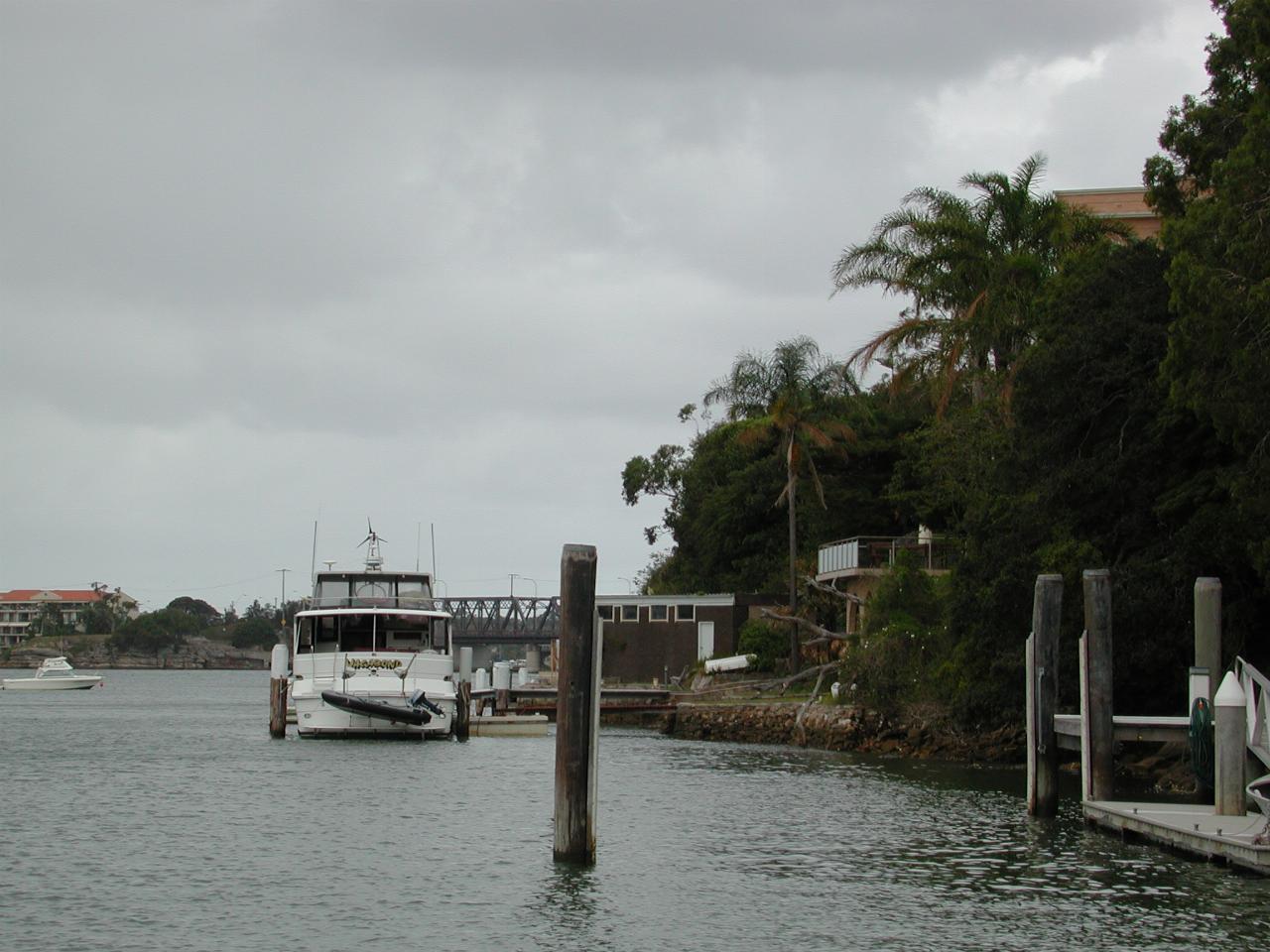 View from dock at Kuhnert's apartments; Tom Ugly's Bridge in back