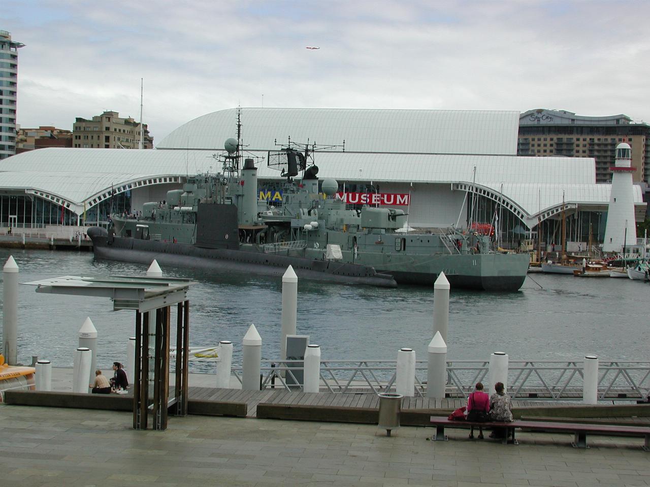 Ex-Russian submarine and Australian Navy ship at Maritime Museum in Darling Harbour