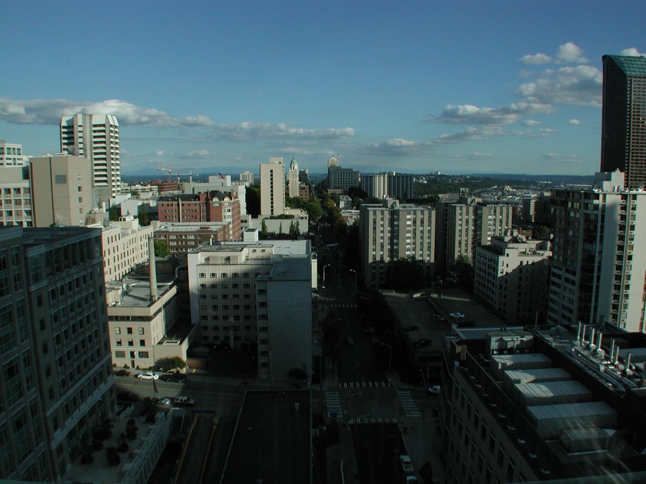 Looking south, towards Mt. Rainier over Harborview Medical Building