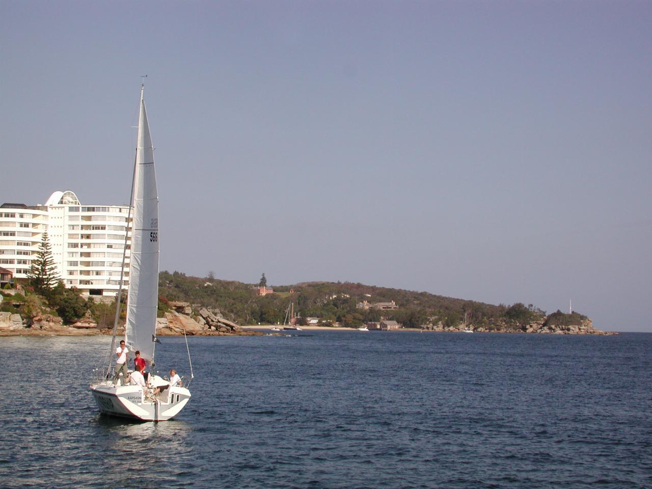 Sail boat in front of North Head Quarantine Station