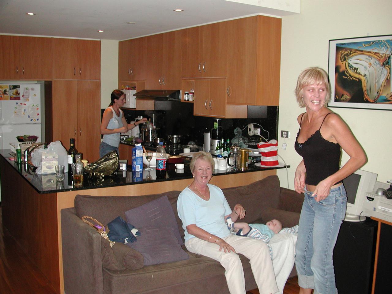 Yvonne, Flynn and Kelly at Keiran's Alexandria apartment