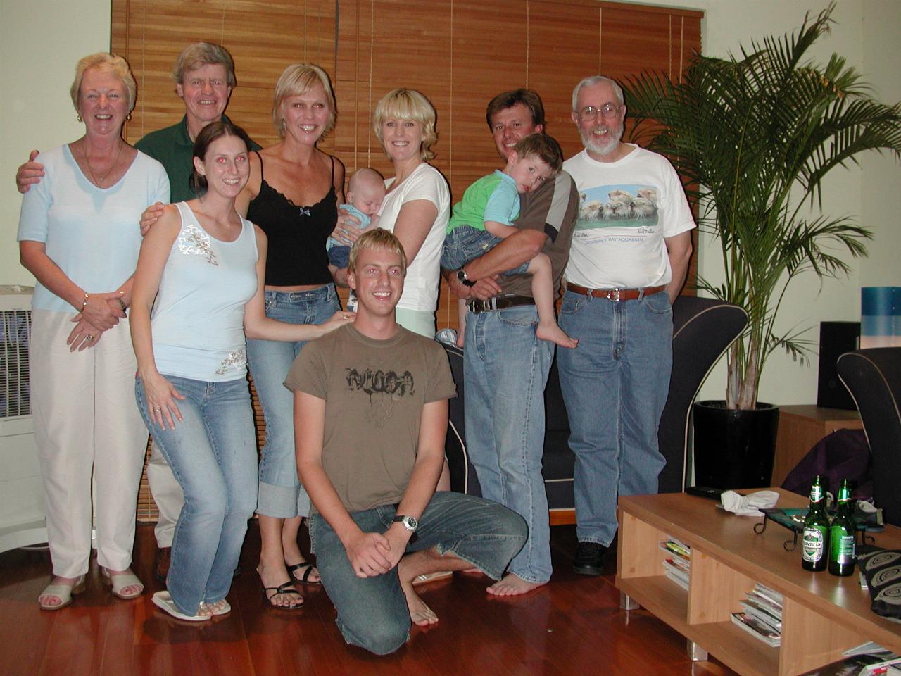 Family portrait: Back - Yvonne, Peter, Kelly, Michelle, Cameron and Jake, Lindsay; Front - Natalie and Keiran