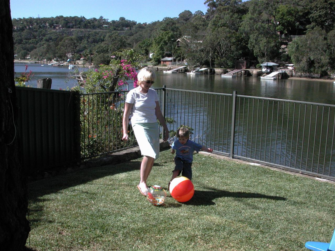 Mum and son dual kick competition