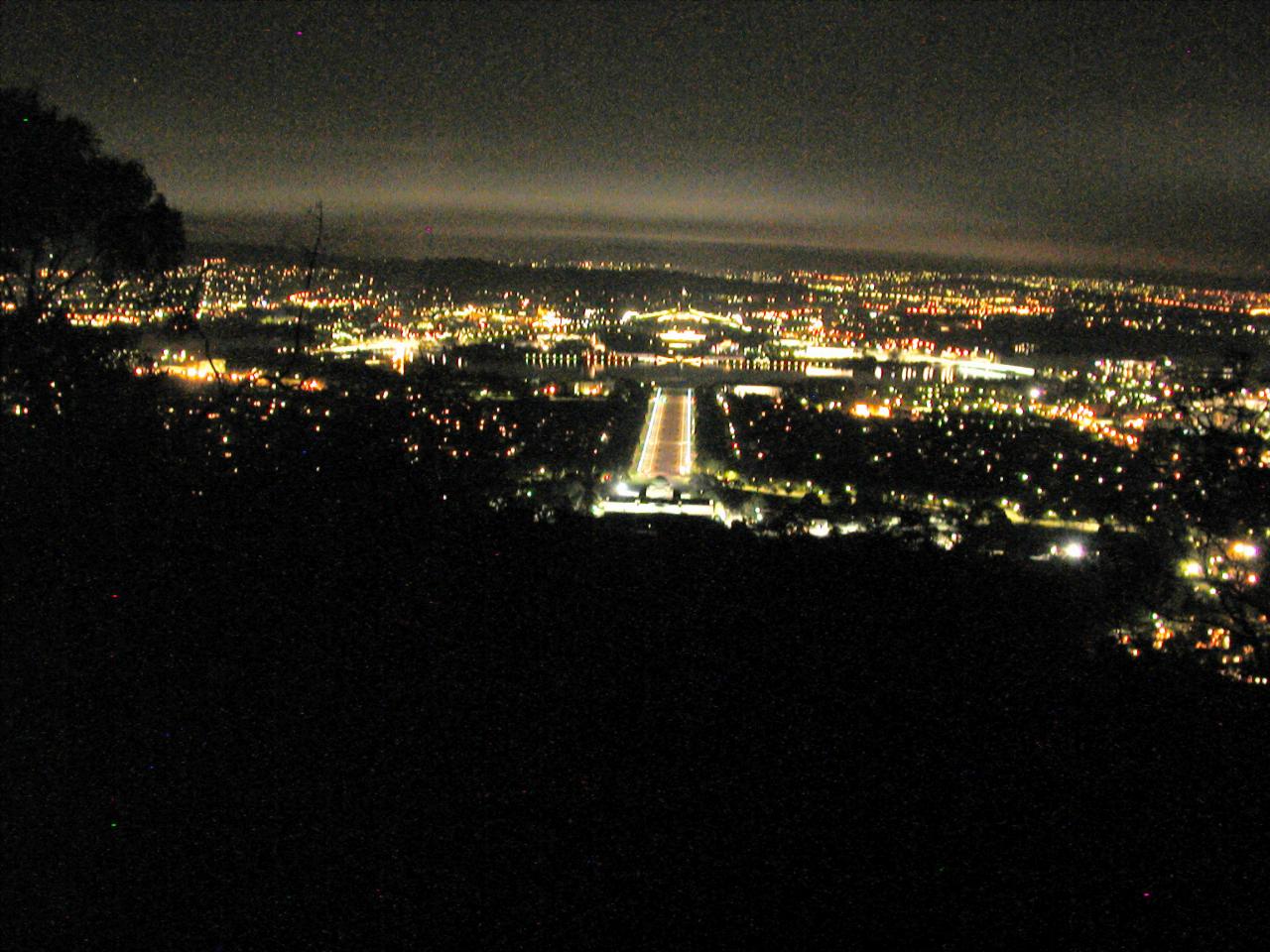 Canberra from Mt. Ainslie, looking over War Memorial to Parliament House